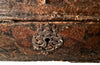 French 18th century Louis XIV domed coffer in its beautiful worn original embossed cordova leather. 