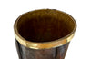 18th century Black leather bucket qith riveted brass rim to top and base