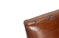 Antique chair French leather club chair studded with velvet feather filled seat cushion - 1920s - French Antique Furniture