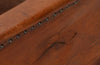 Antique chair French leather club chair studded with velvet feather filled seat cushion - 1920s - French Antique Furniture