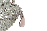 Charming 1930s French hanging light with crystal beads and amethyst glass drops. 