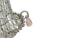 Charming 1930s French hanging light with crystal beads and amethyst glass drops. 