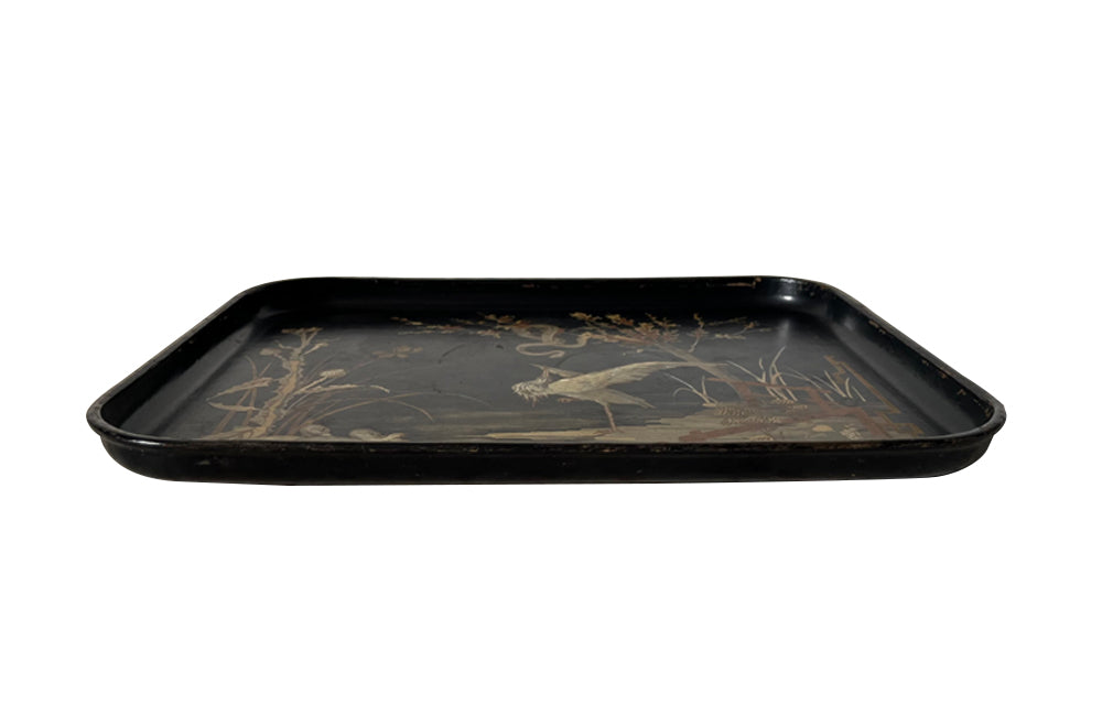 Small Napoleon III Papier Mache Chinoiserie Tray - French Antiques