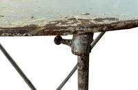 French early 20th century folding  blue round, iron table