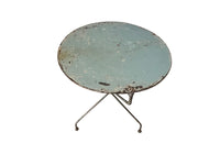 French early 20th century folding  blue round, iron table