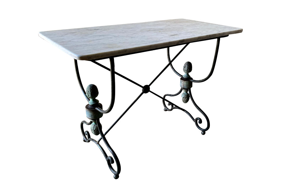 19th century french marble top iron patisserie presentation table