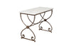 Beautiful 19th century French iron based table with lead medallions and ornamentation to arched stretcher and top of legs.