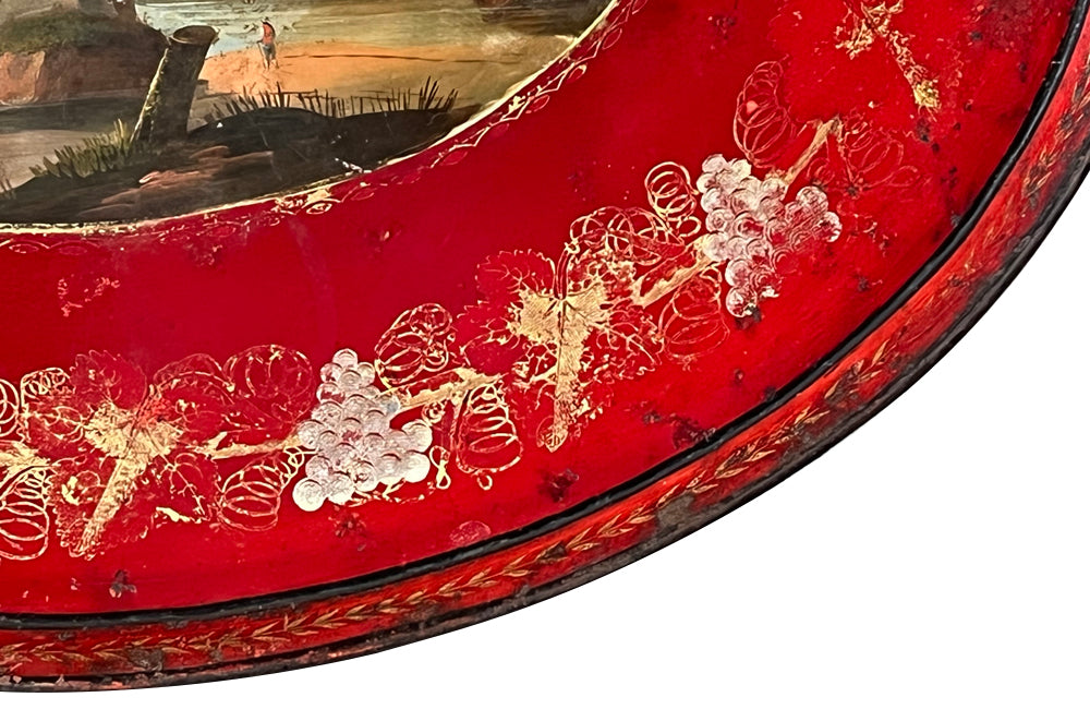 Large 19th century French red tole tray