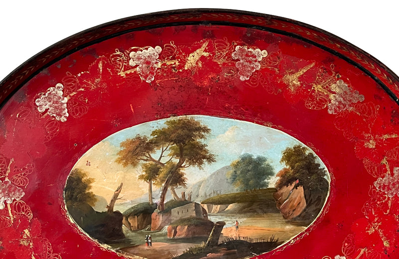 Large 19th century French red tole tray