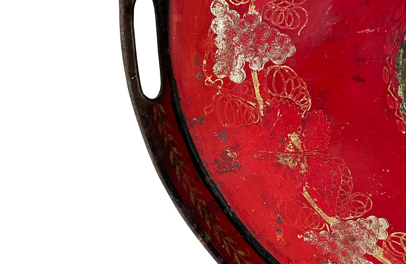 Large 19th century French red tole tray