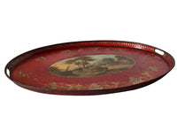 Large 19th century French red tole tray