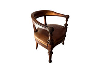 Antique Desk Chair in walnut and leather seat Naploleon III 