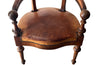 19th century French, walnut desk chair with leather seat and back. Napoleon III.