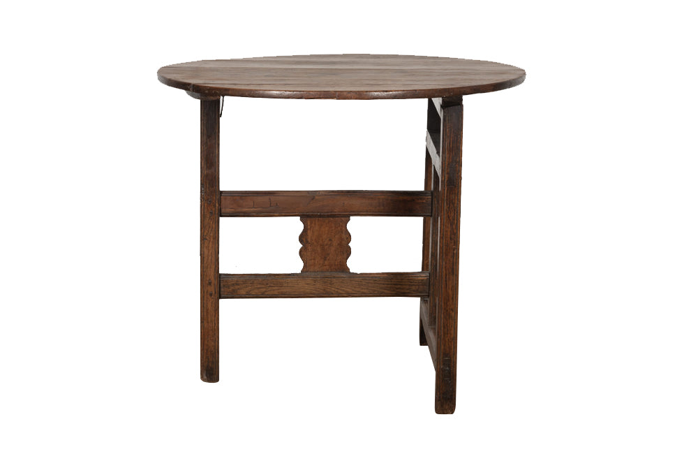 19th century oak folding low wine tasting table.