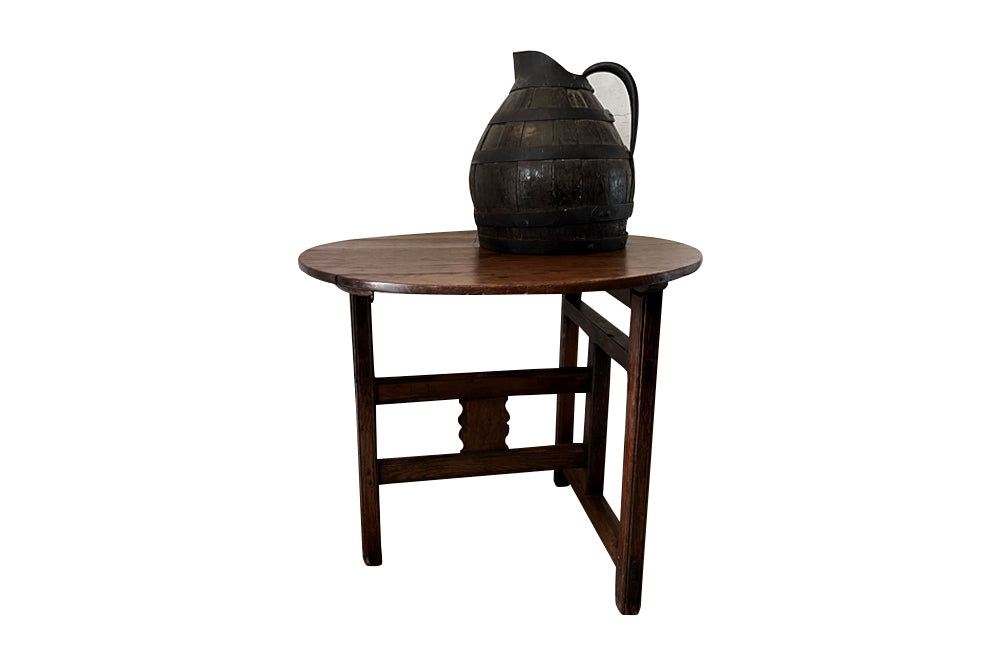 19th century oak folding low wine tasting table.