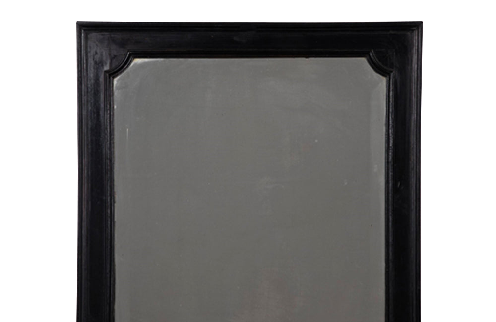 French 19th century ebonised framed Napoleon III bevelled mirror