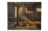 Unframed, 19th century oil painting of chickens in a farmyard barn signed by the artist, Bourguignan.