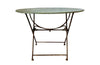 19th century French folding oval iron garden table with lovely blue colour and patination