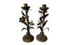 Antique brass flower candlesticks - French Antiques