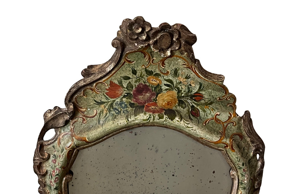 Antique venetian mirrors decorated with carved flowers and painted floral motifs - Antique Mirrors