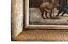 Antique Oil painting framed of two rich and poor dogs