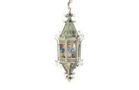 19th century iron lantern in the Neo-Gothic style with wonderful scrolled and pierced decoration and fretwork.