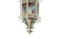 19th century iron lantern in the Neo-Gothic style with wonderful scrolled and pierced decoration and fretwork.