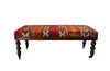 Antique french kilim upholstered banquette bench - Antique Bench