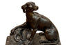 19th century French, bronze fire fender decorated with two opposing seated hounds - French Antiques