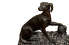 19th century French, bronze fire fender decorated with two opposing seated hounds - French Antiques