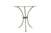 Antique iron garden table with splayed legs and pretty cast iron central floral medallion. Garden antiques