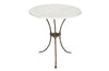 Antique iron garden table with splayed legs and pretty cast iron central floral medallion. Garden antiques