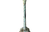 Antique bistro table with quatrefoil clover shaped marble top and enamelled iron base. French. foundry stamps to feet of Charlionais Pourailly & Cie