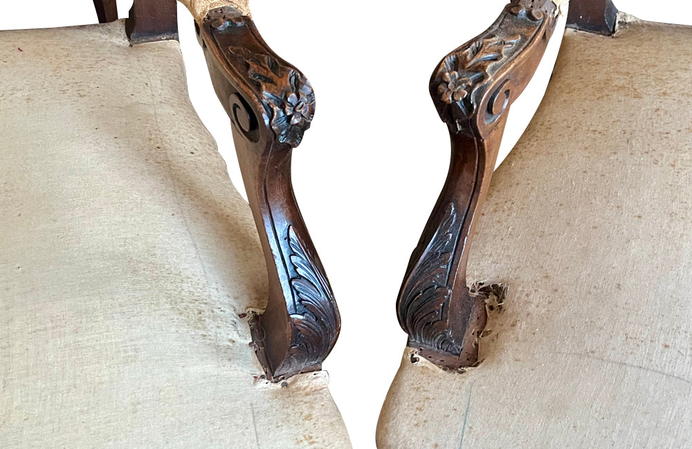 Antique armchairs French walnut regence revival armchairs 19th Century