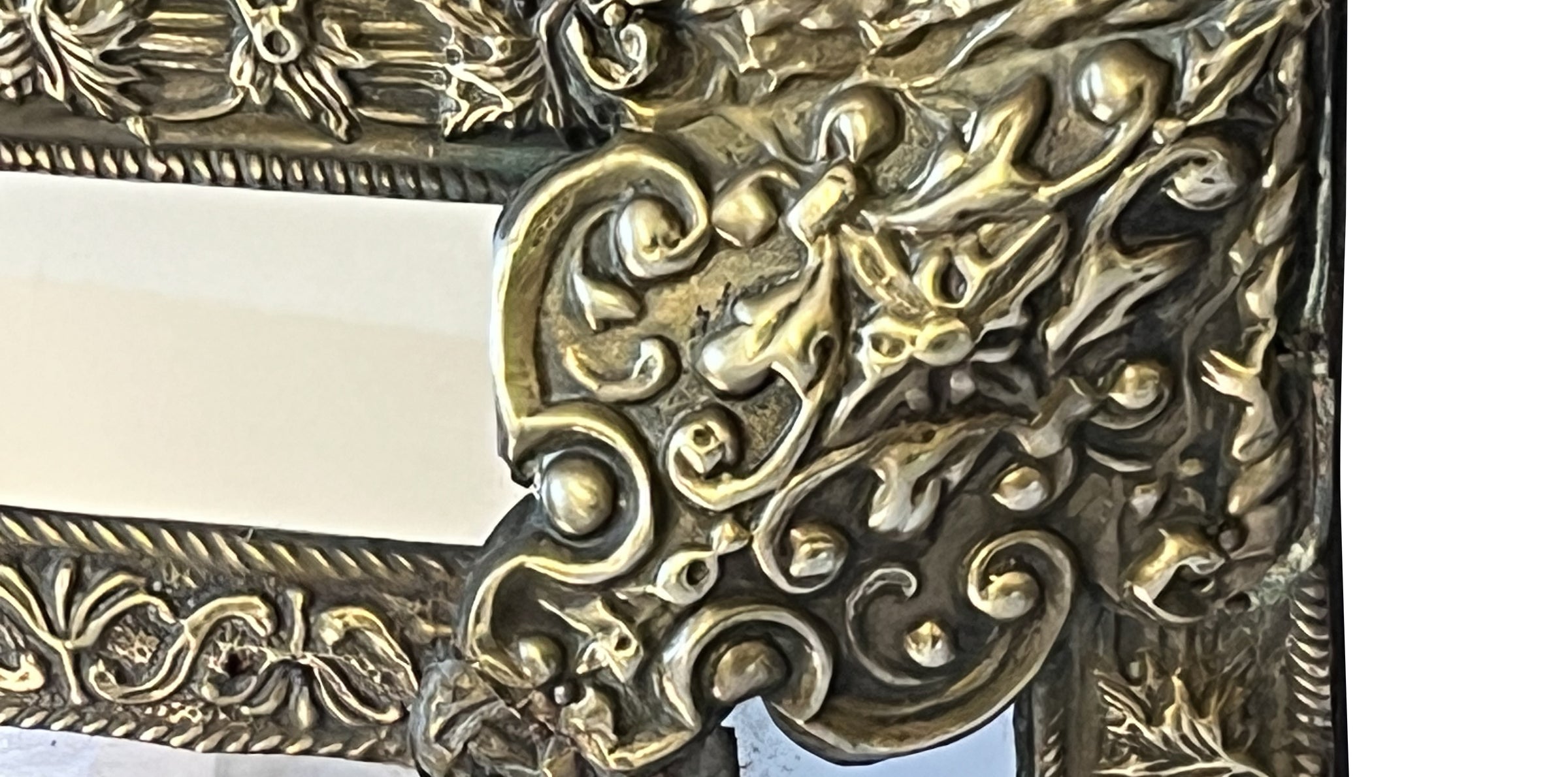 LATE 19TH CENTURY FRENCH BRASS CUSHION MIRROR