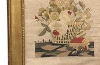 Antique silkwork still life, framed, French, 19th Century. French Antiques