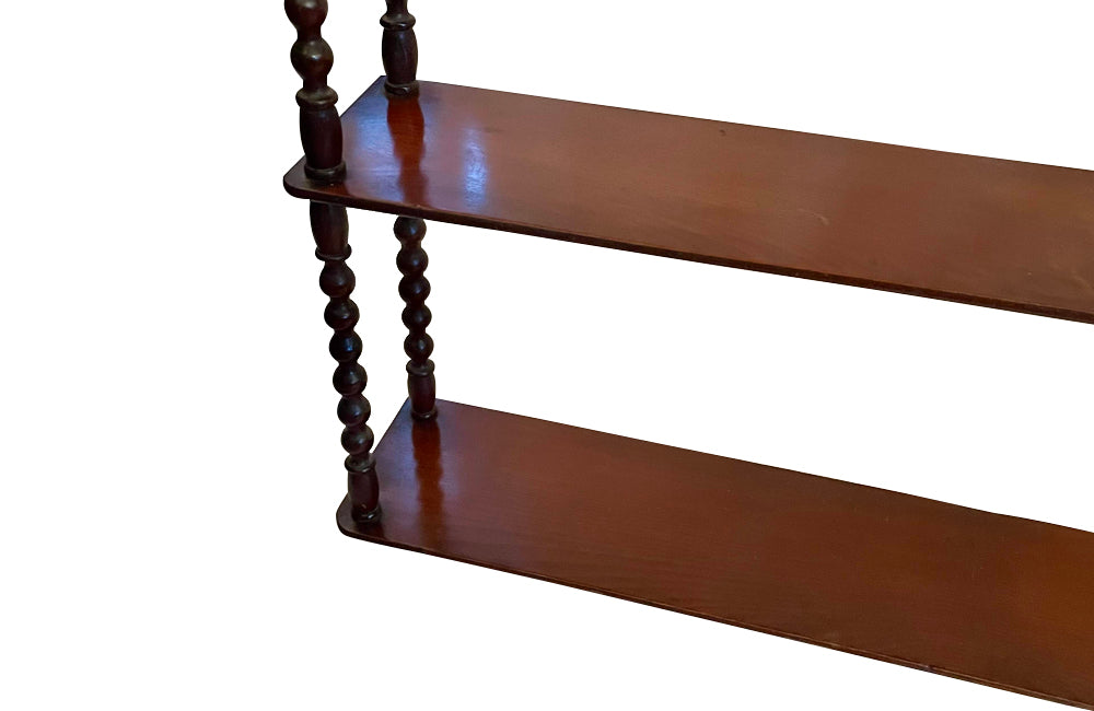 Antique bookcase shelf. Four tiered late 19th Century French mahogany hanging or free-standing - Antique Furniture