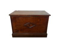 Charming 19th Century French lidded oak trunk with heart motif.