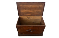 Charming 19th Century French lidded oak trunk with heart motif.