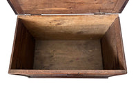 Charming 19th Century French lidded oak trunk with heart motif.