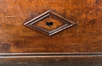 Charming 19th Century French lidded oak trunk with heart motif.