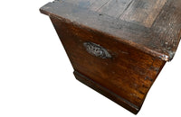 Charming 19th Century French lidded oak trunk with heart motif.