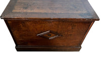 Charming 19th Century French lidded oak trunk with heart motif.