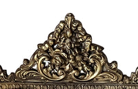 Antique mirror 19th Century French. With brass and glass floral ornamented pediment.