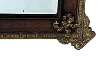 Antique mirror 19th Century French. With brass and glass floral ornamented pediment.