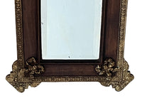 Antique mirror 19th Century French. With brass and glass floral ornamented pediment.