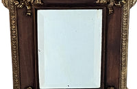 Antique mirror 19th Century French. With brass and glass floral ornamented pediment.