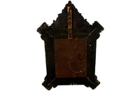 Antique mirror 19th Century French. With brass and glass floral ornamented pediment.