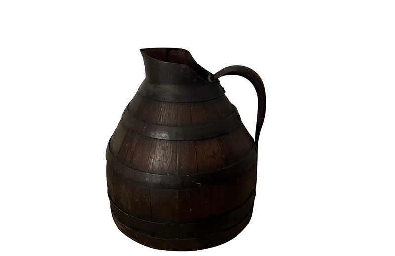 Large, 19th century coopered, Burgundy winemakers jug