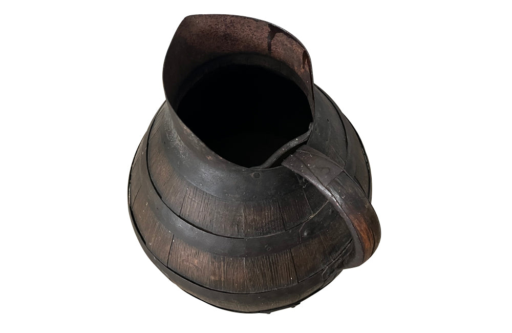 Large, 19th century coopered, Burgundy winemakers jug